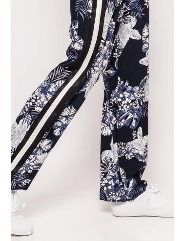 Pantalon souple imprimé avec bandes latérales zoom jambes