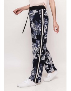 Pantalon souple imprimé avec bandes latérales