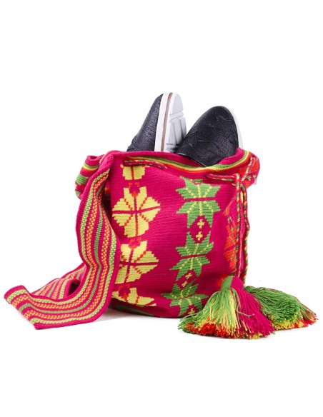 Mochila Wayuu Tas - rood, geel en groen