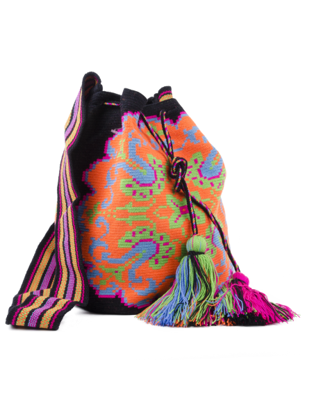 Mochila Wayuu Tas - zwart en oranje