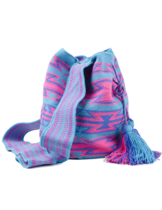 Sac Mochila Wayuu - rose et bleu