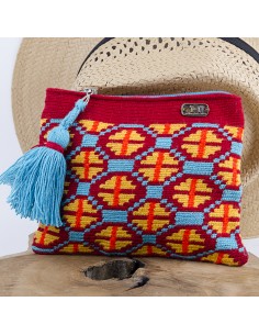 Pochette Mochila Wayuu - rouge, orange et bleu