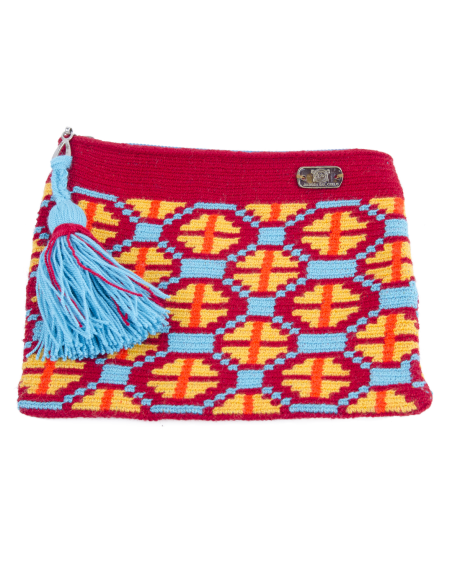 Mochila Wayuu pouch - red, orange and blue
