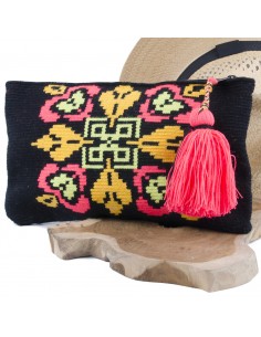 Mochila Wayuu buidel - zwart en oranje