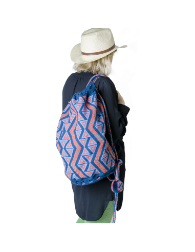 Mochila Wayuu Rugzak - blauw en oranje