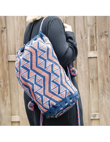 Mochila Wayuu-Rucksack - blau und orange