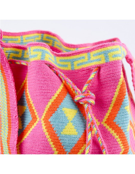 Sac à dos Mochila Wayuu - rose, cyan et orange zoom