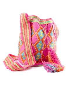 Sac à dos Mochila Wayuu - rose, cyan et orange