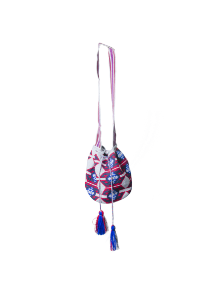 Mochila Wayuu Tasche - grau, rot und blau