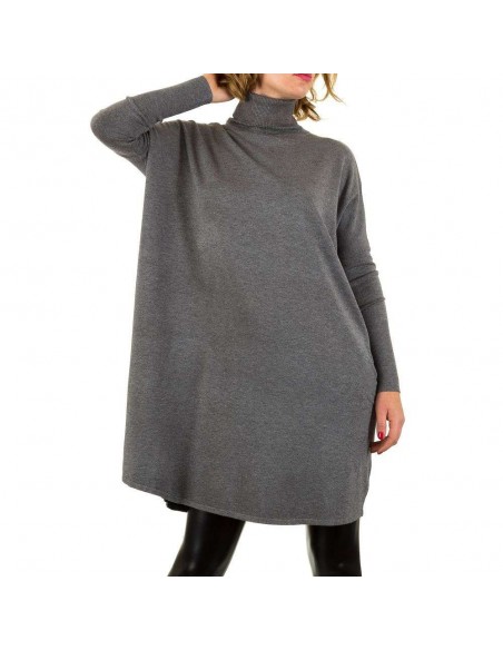 Pull ample à col roulé - gris face