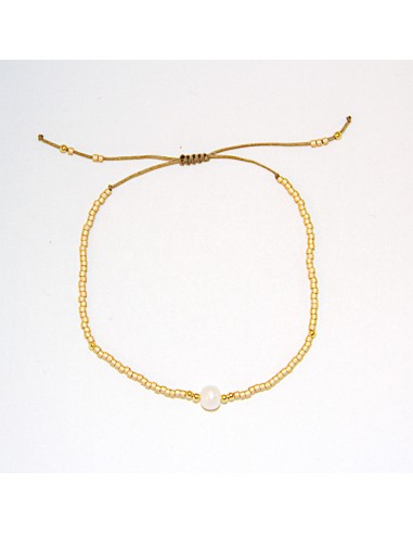 Bracelet unicolore à perles et nacre or métallique