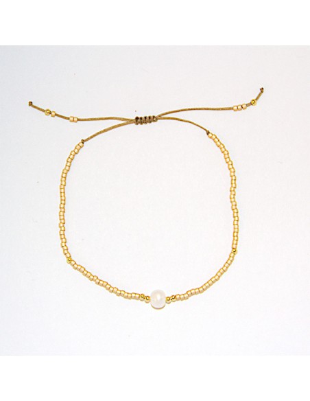 Bracelet unicolore à perles et nacre or métallique