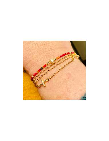 Bracelet bicolore à perles et nacre