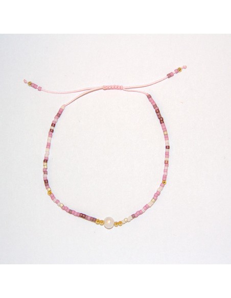 Bracelet multicolore à perles et nacre la vie en rose