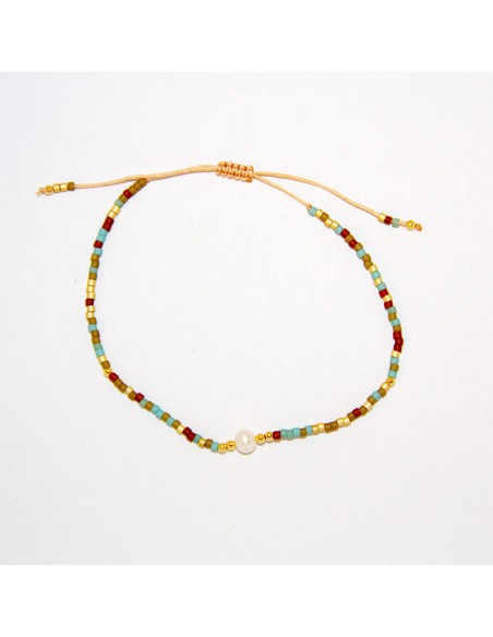 Veelkleurige parel en parelmoer armband