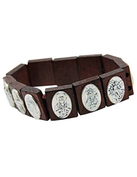 Armband Saints Protecteurs Holz und Medaillen