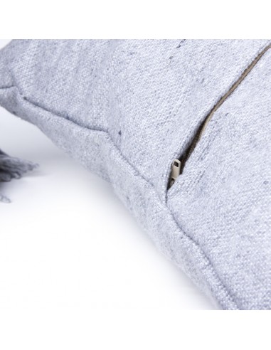 Grijze katoenen kussenhoes met kwastjes