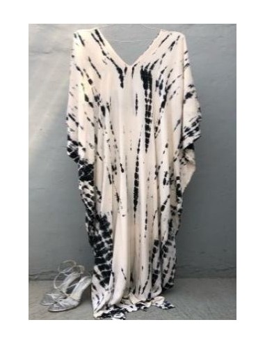 White long dress with black caftan style boho