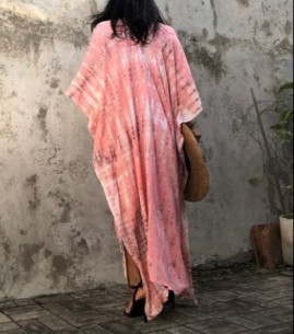 Pink long dress caftan style boho