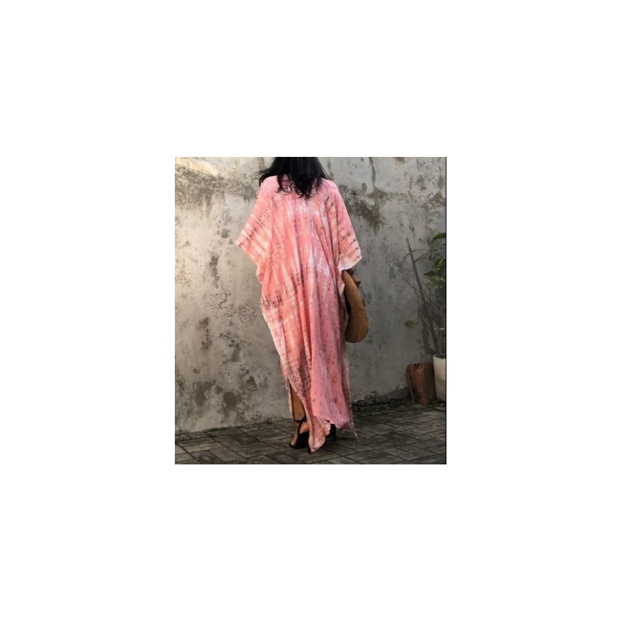 Rosa Kaftan Boho langes Kleid