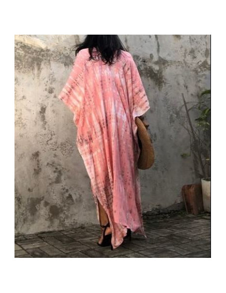 Pink long dress caftan style boho