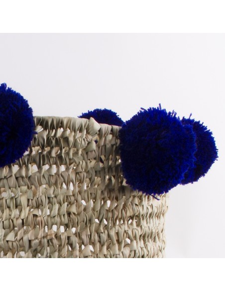 Set of palm leaf baskets with indigo tassels