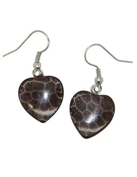 Hearts pendant earrings - brown resin