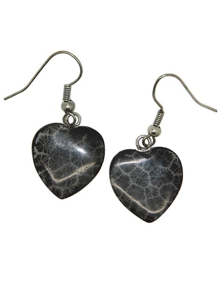 Hearts pendant earrings - black resin