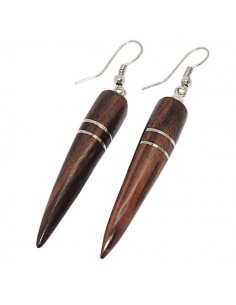 Boucles d'oreille cornes bois brun