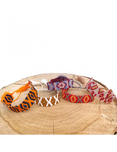 Bracelet Miyuki large motifs losanges et pompons