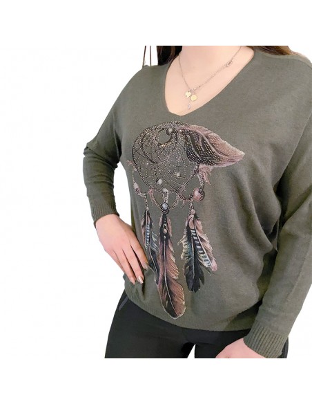 Loose-fitting sweater with long sleeves dream-catcher
