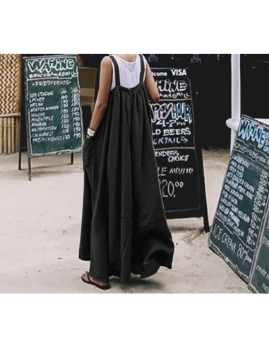 Salopette ample en coton et lin style boho - noire