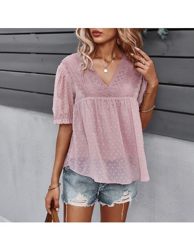 Antique pink polyester V-neck blouse