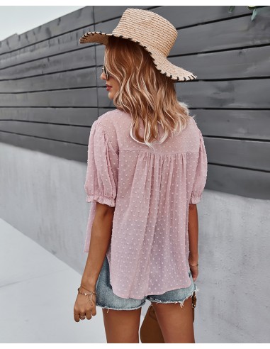 Antique pink polyester V-neck blouse