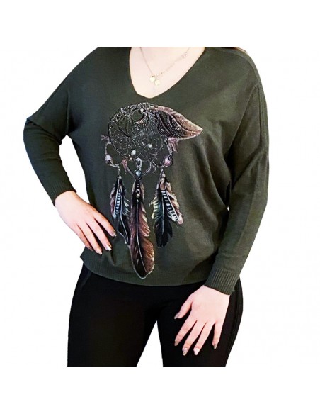 Loose-fitting sweater with long sleeves dream-catcher