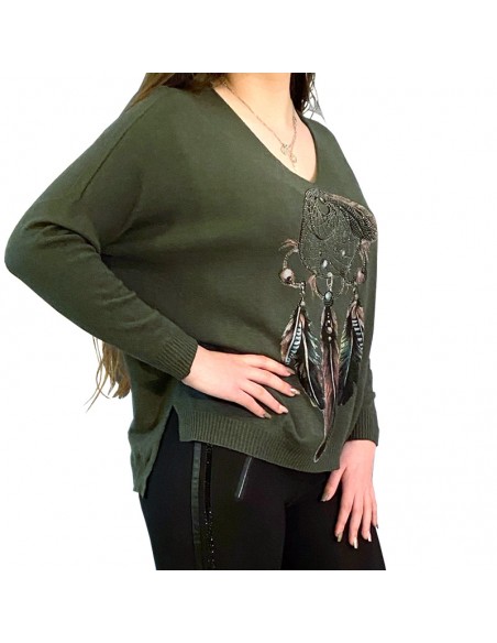 Loose-fitting sweater with long sleeves dream-catcher