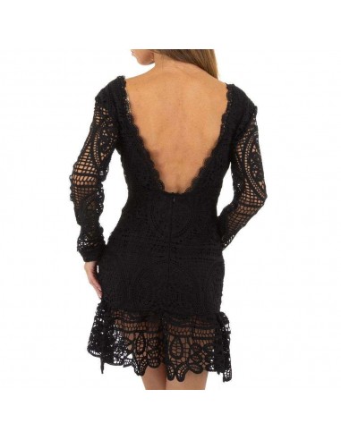 Black openwork lace dress with halter