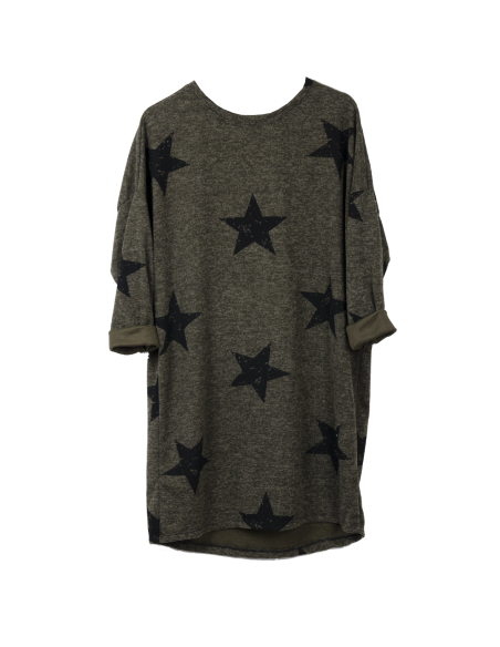 Robe kaki étoiles noires