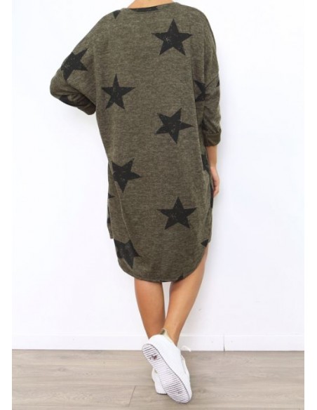 Robe kaki étoiles noires