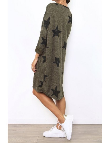 Khaki dress with black stars
