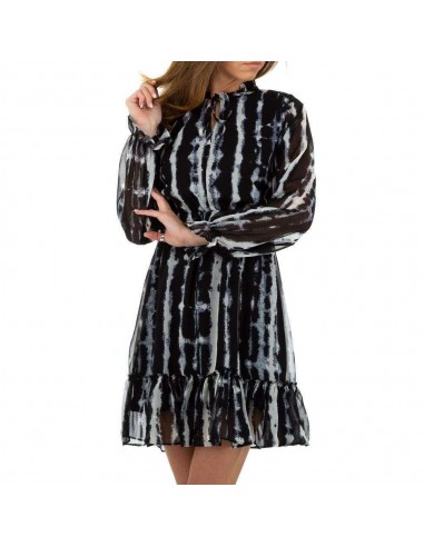 Schwarzes und blaues Vintage-Rüschenkleid