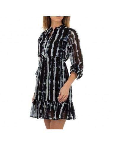 Schwarzes und blaues Vintage-Rüschenkleid