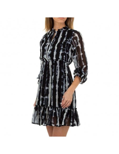 Robe à volants vintage noire et bleue