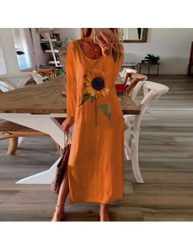 Robe longue tournesol orange