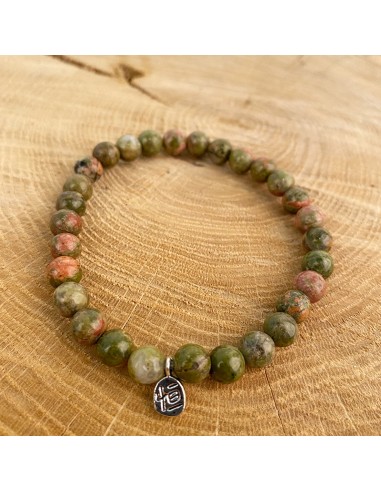Natural Blood Green Unakite Bracelet - Pear Shape Beads