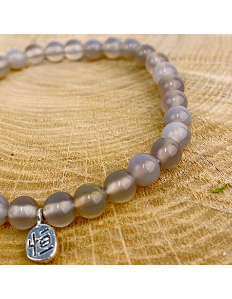 Bracelet en Agate Grise - pierre de la sérénité