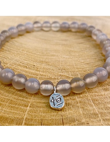 Bracelet en Agate Grise - pierre de la sérénité