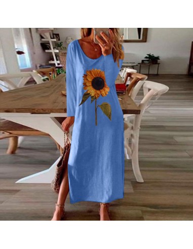 Blue sunflower long dress