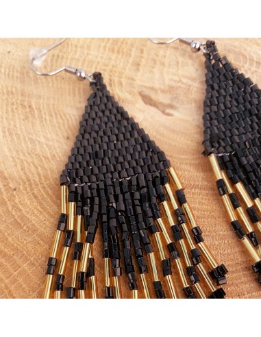 Boucles d'oreille pendantes losange en perles