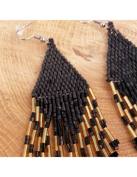 Boucles d'oreille pendantes losange en perles